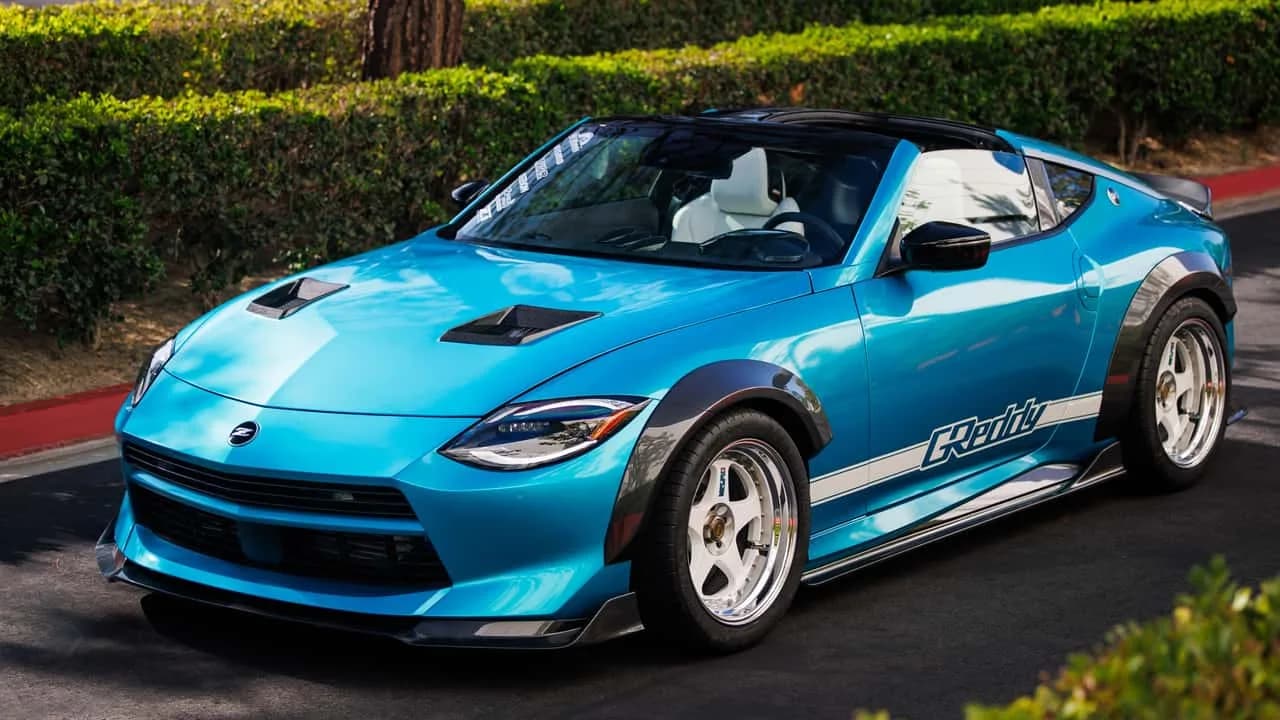 Nissan Z Kaze concept in Pacific Teal with T-top roof and restored NISMO wheels