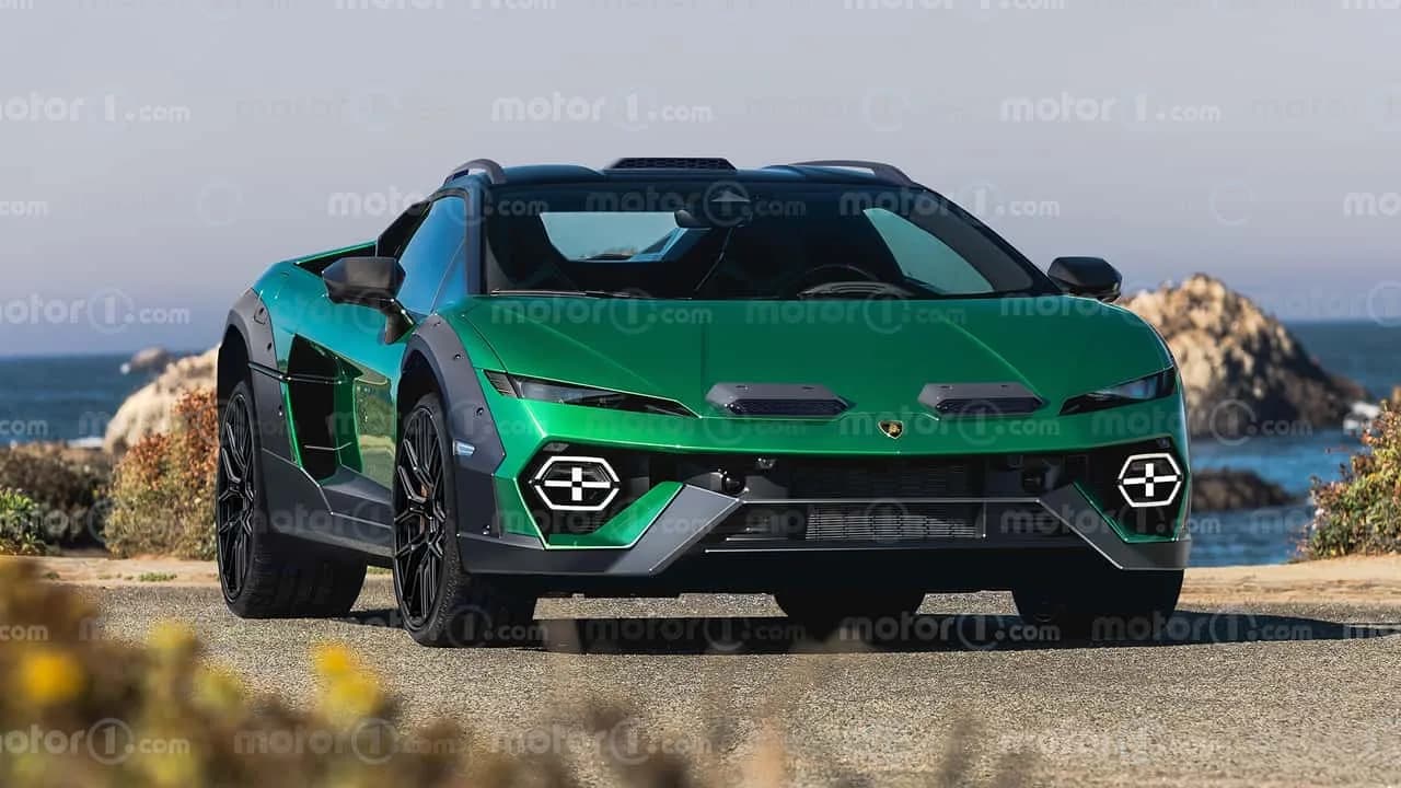 Lamborghini Temerario föreställd som en robust Sterrato-superbil på en grusväg