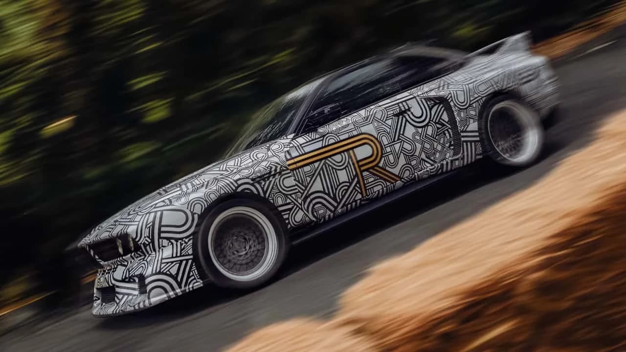 Camouflaged Riverti BMW M2 3.0 CSL tribute prototype driving at an Italian hillclimb