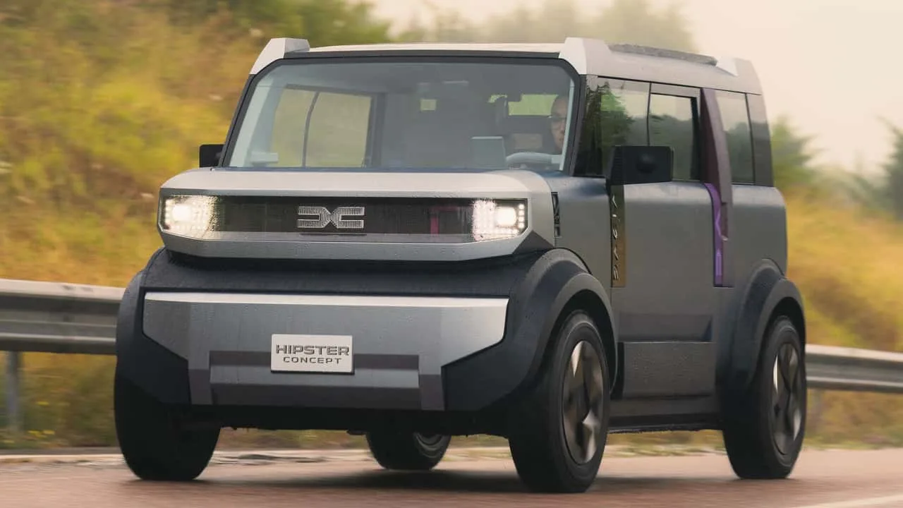 Dacia Hipster, ett elektriskt stadsbilskoncept, visad i en studiomiljö