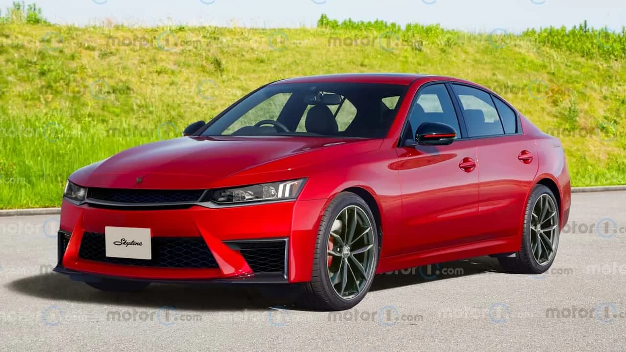 Nissan Skyline-teaser som visar den kommande V38-sportsedanen