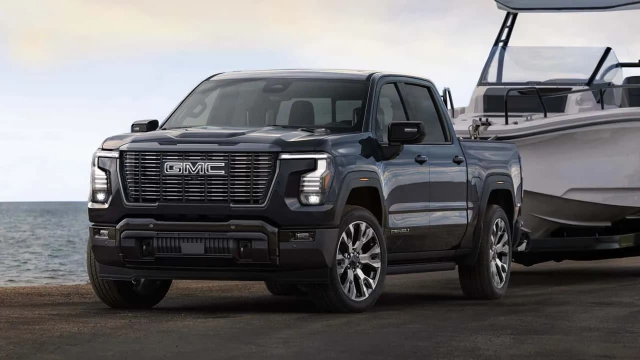 2027 GMC Sierra 1500 AT4X-pickup i en reklambild