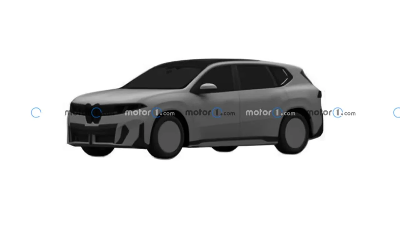2025 BMW iX3 electric SUV shown in patent filing with a compact vertical kidney grille
