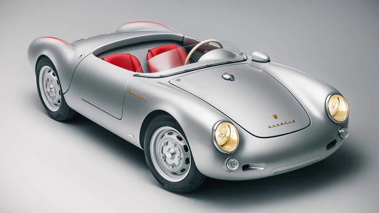 Porsche 550 J electric junior Spyder tribute displayed in a private setting