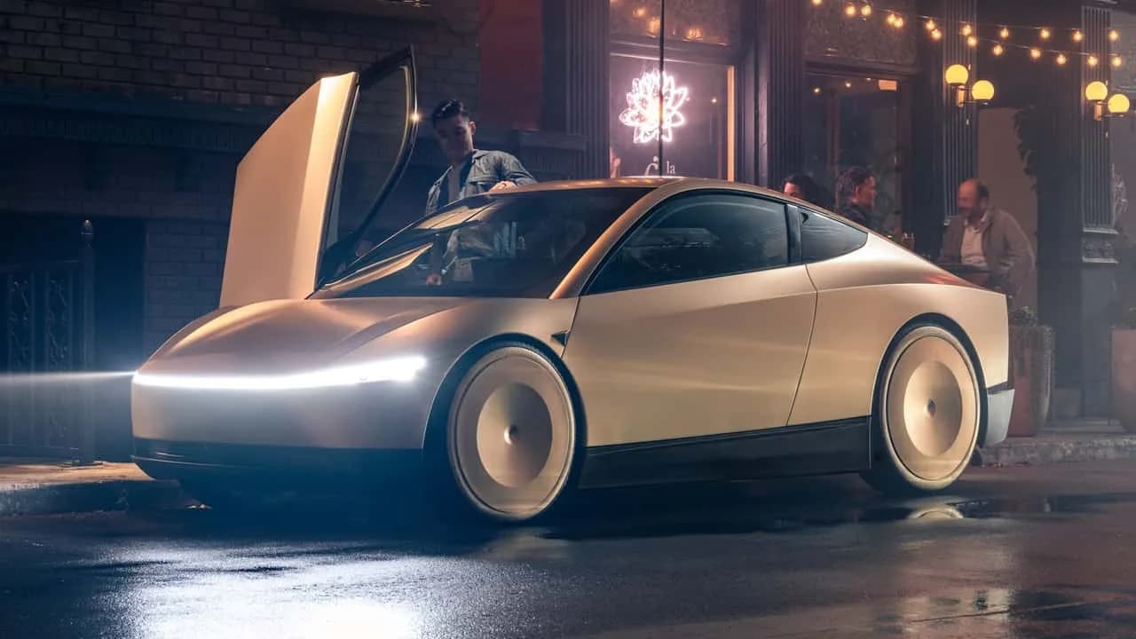 Tesla Cybercab autonomous vehicle shown during its Austin launch
