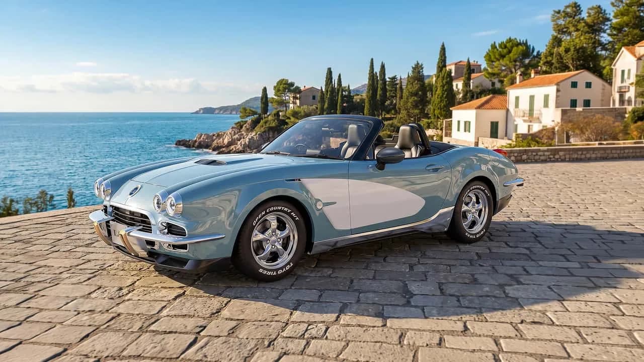 Mitsuoka LA1 retro roadster with Corvette C1-inspired styling shown in official images