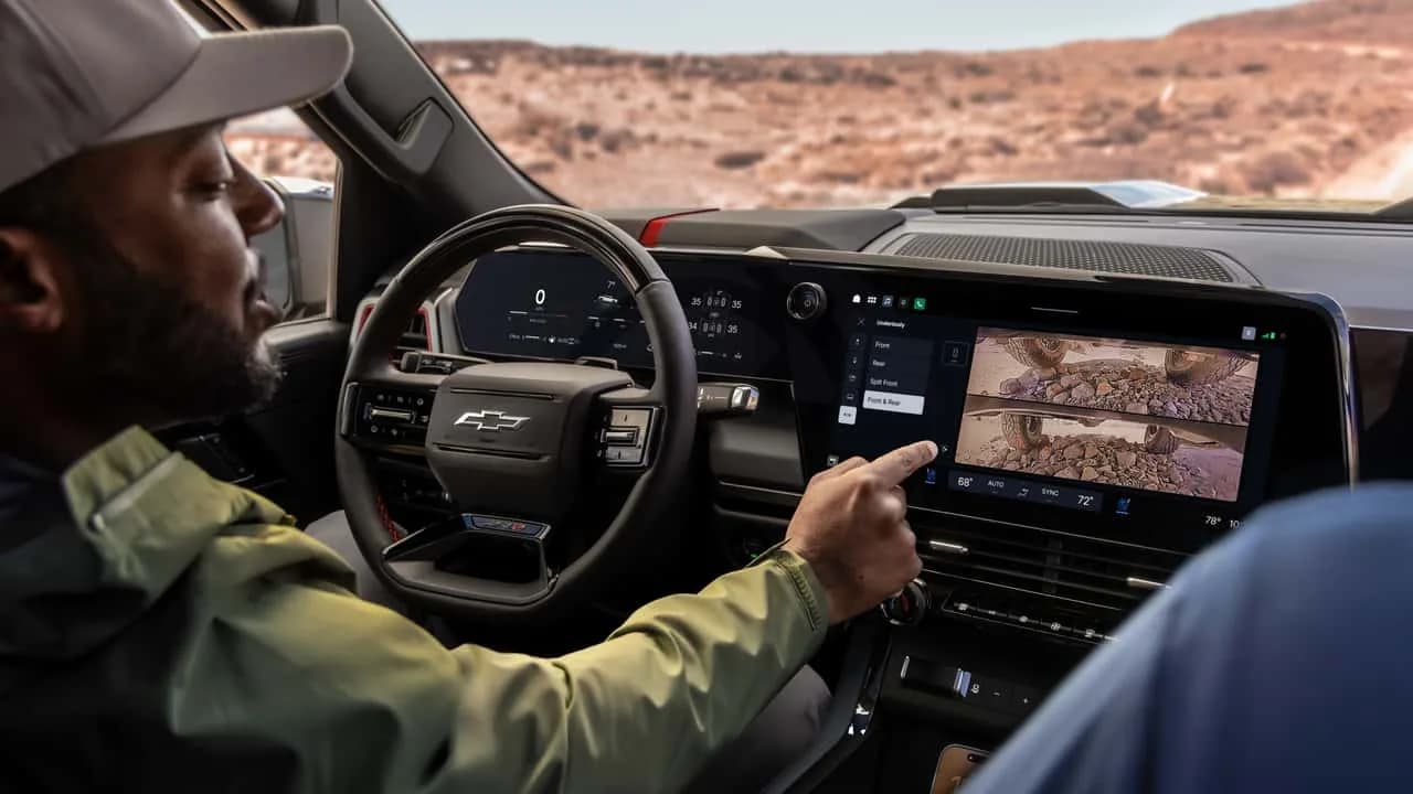 2027 Chevrolet Silverado infotainment display showing GM's new interface with Apple CarPlay